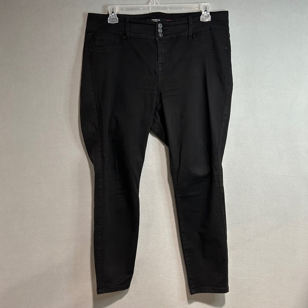 Torrid‎ Skinny Jeans Women 18R Black High Rise Triple Button Stretch Denim